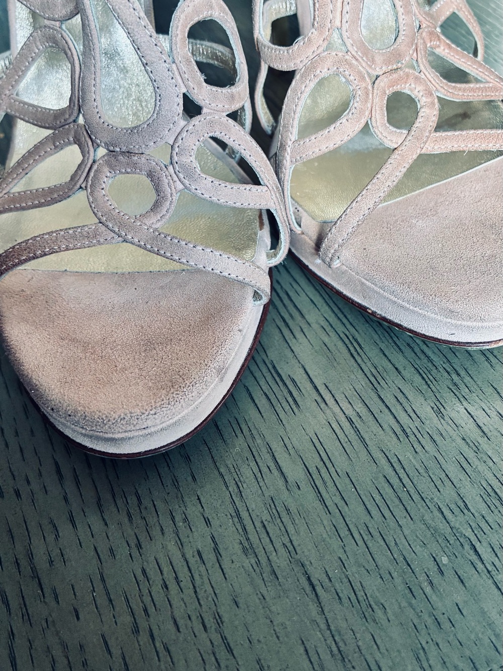 Valentino Pink Suede Cutout Open-Toe Heels